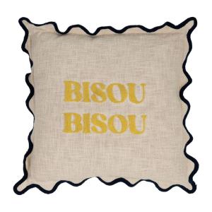 Housse coussin bisou jaune