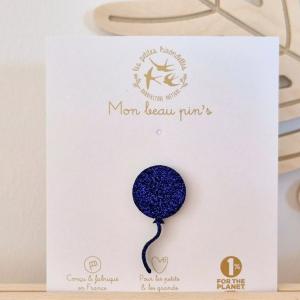 Pin's ballon bleu pailletté