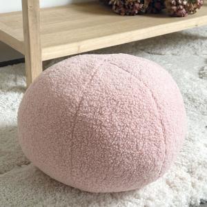 Coussin rond teddy poudré