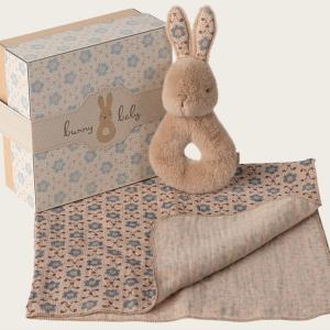 Coffret hochet lapin crème pêche