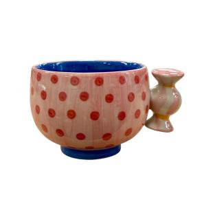 Tasse caramella  rose à pois