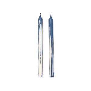 Set de 2 bougies coulée bleu
